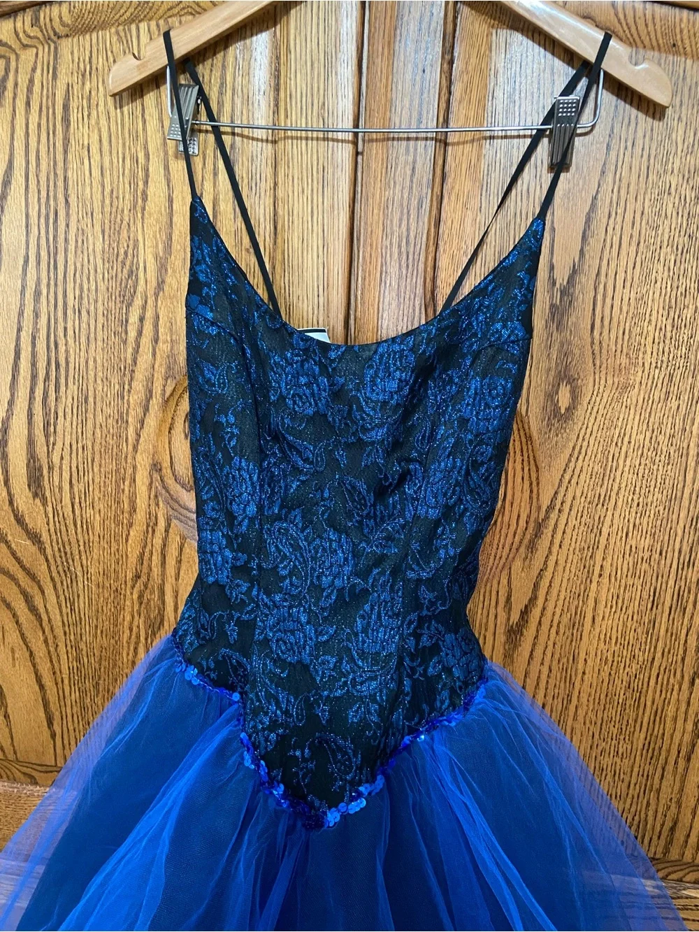 Blue Black Sparkle Tutu Leotard Tulle High-Low Party Dress Dance Girls Large